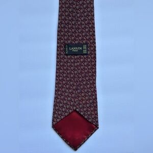 Lanvin Paris 100% Silk Geometric Micro-Pattern Tie - Burgundy